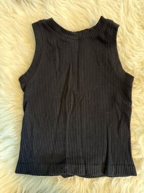 Aura Black Ribbed Tank Top